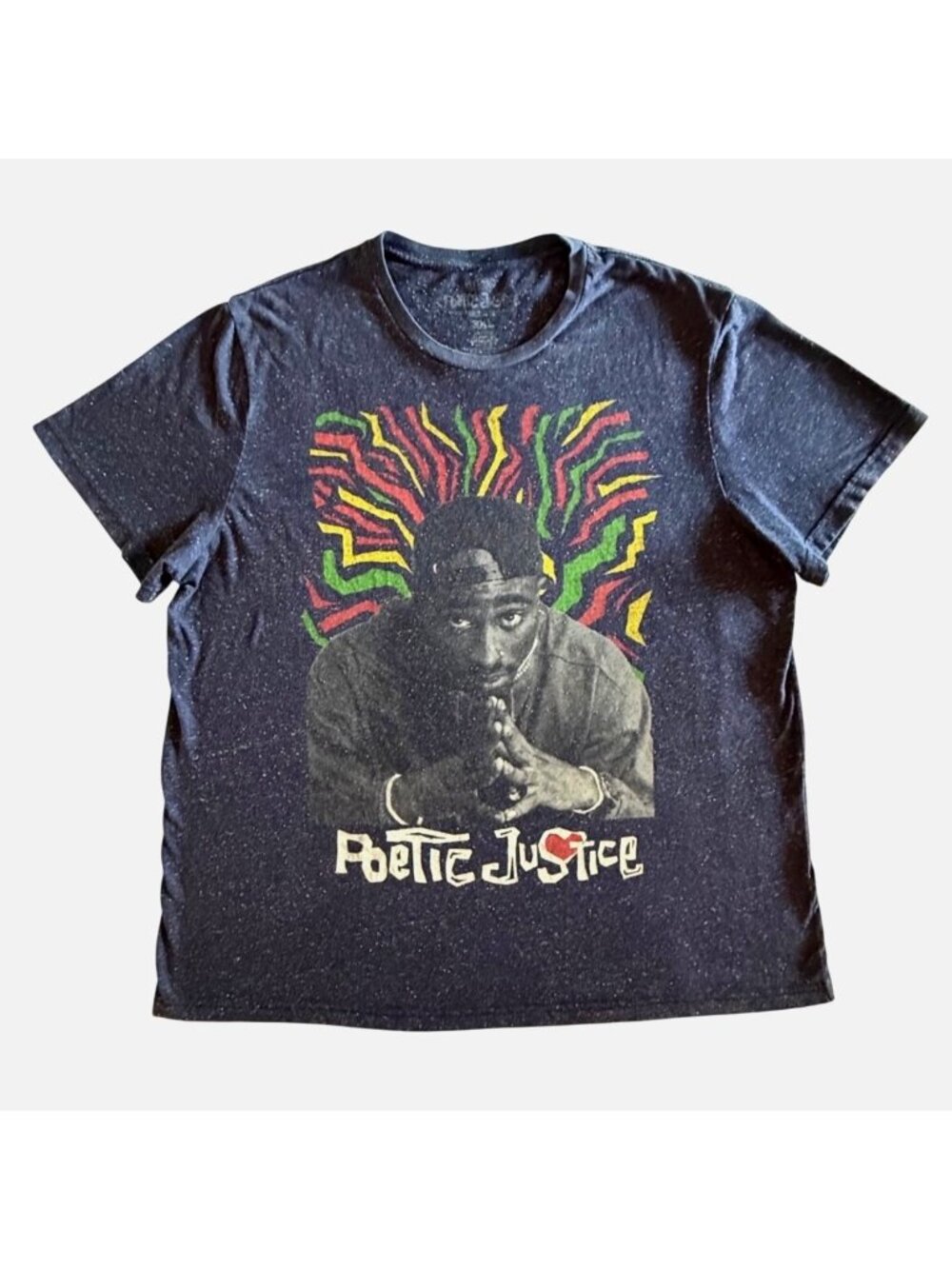 Tupac Poetic Justice Mens 3XL Black Graphic Tee Hip Hop Rap Movie Shirt